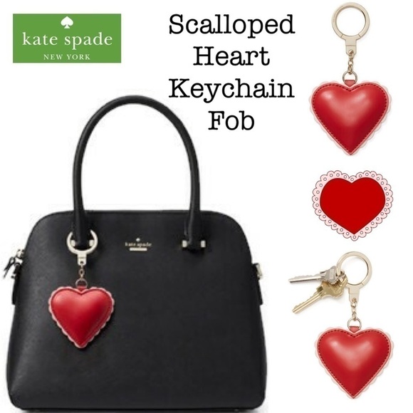 Kate Spade Scalloped Heart Keychain Chocolate Fob - Picture 1 of 2